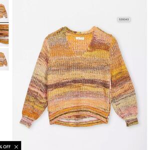 Loft Lou & Grey Spiced Sweater Size XS Autumn Warm Rainbow Knit striped